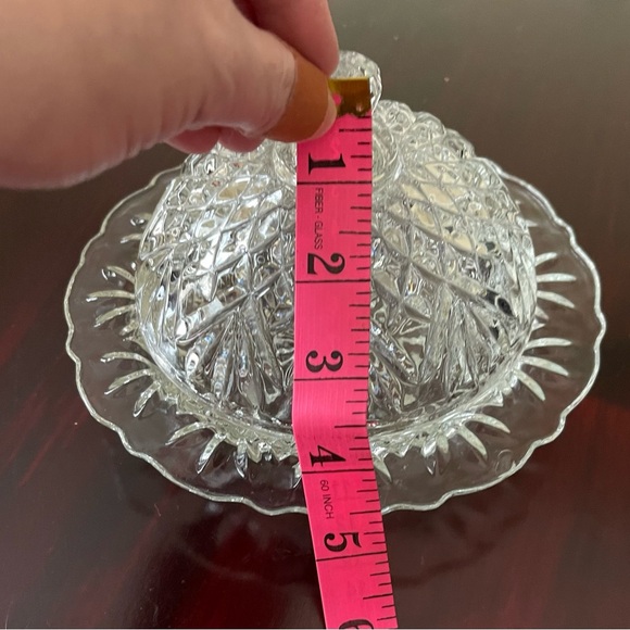 Vintage Anchor Hocking Clear Prescut Glass Round Dome Butter Dish - Picture 11 of 11